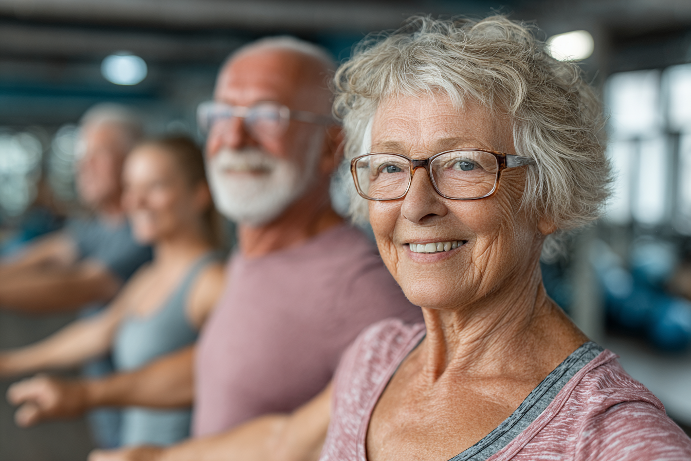 Група активних дорослих людей на заняттях з фітнесу в GreenZone